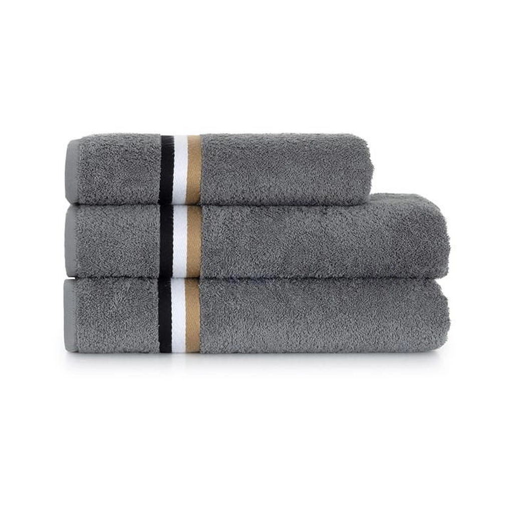 Hugo Boss Bath Towel with Stripe Detail - Grey
